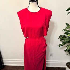 Barbie pink ankle length dress with Side Slit